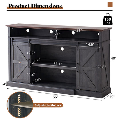 Buck 66" Farmhouse TV Stand - Dark Gray