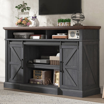 Buck 66" Farmhouse TV Stand - Dark Gray