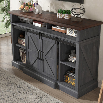 Buck 66" Farmhouse TV Stand - Dark Gray