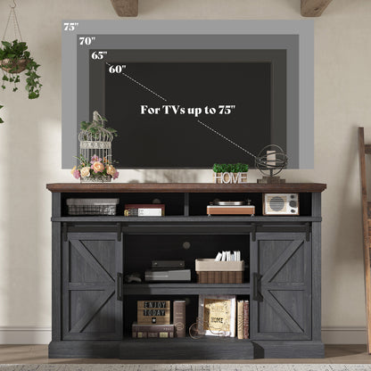 Buck 66" Farmhouse TV Stand - Dark Gray