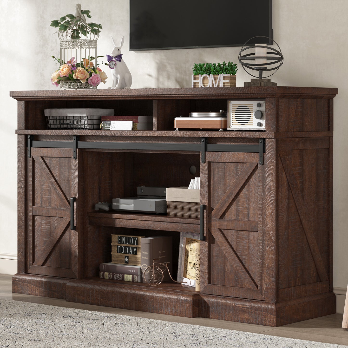 Buck 66" Farmhouse TV Stand - Sawdust Brown