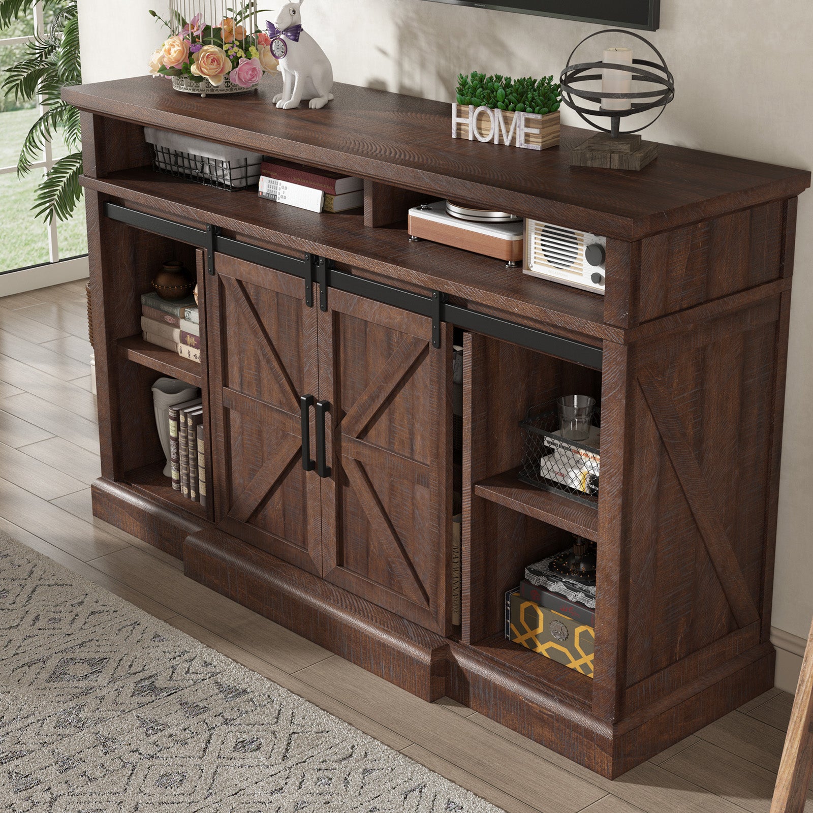 Buck 66" Farmhouse TV Stand - Sawdust Brown