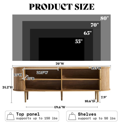 Briar 70" Mid Century TV Stand - Natural Oak