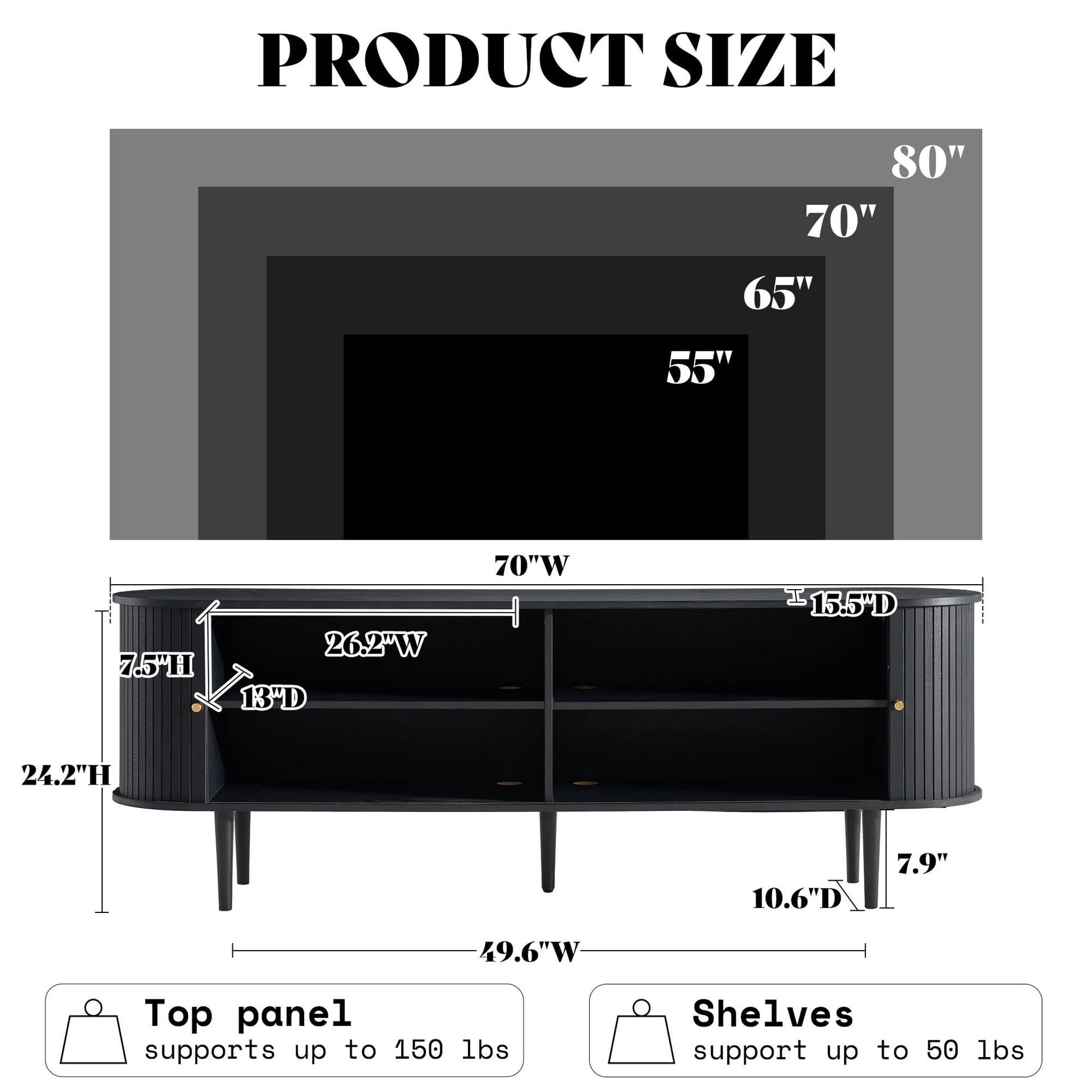 Briar 70" Mid Century TV Stand - Textured Black