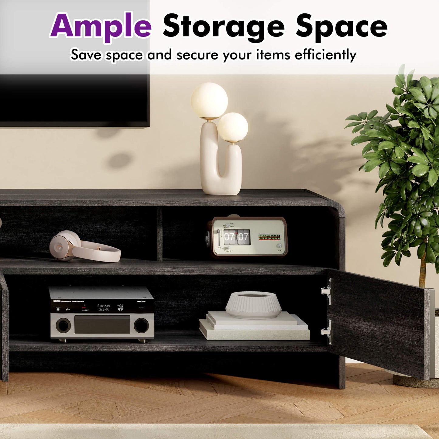 Lignara Modern Fluted 70" TV Stand -Black