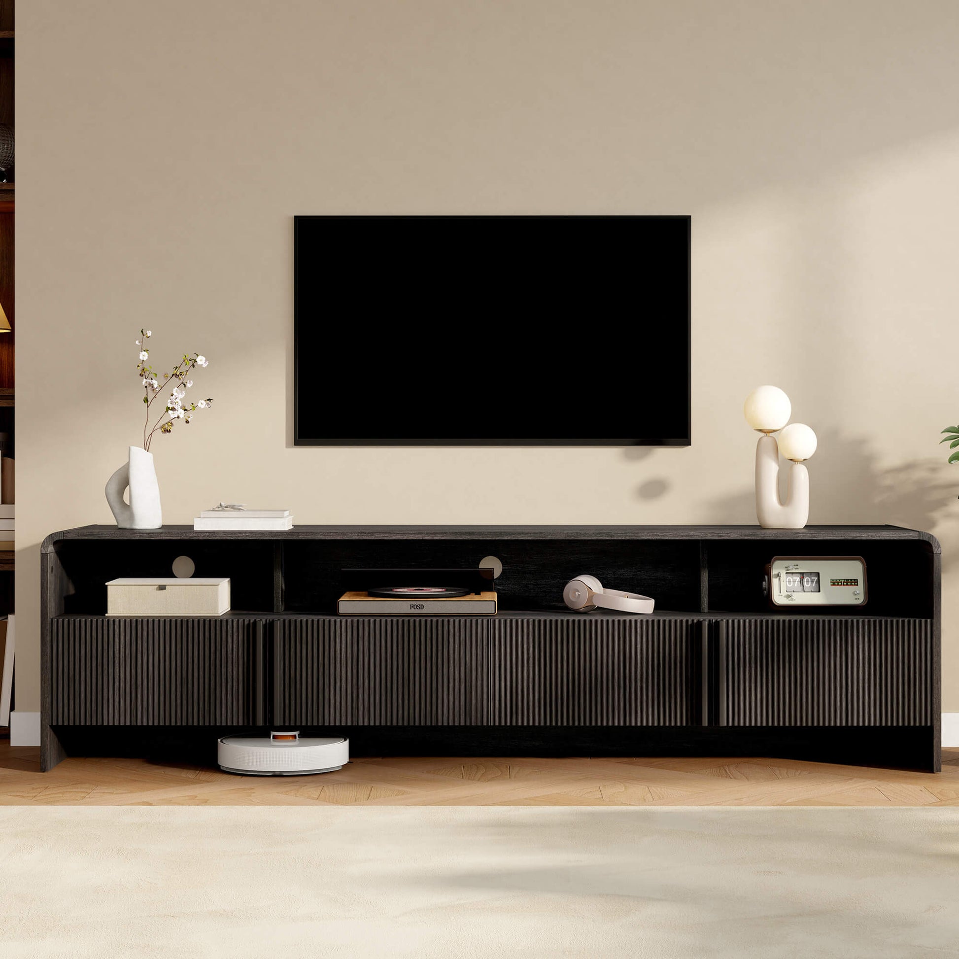 Lignara Modern Fluted 70" TV Stand -Black