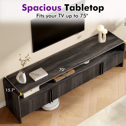 Lignara Modern Fluted 70" TV Stand -Black