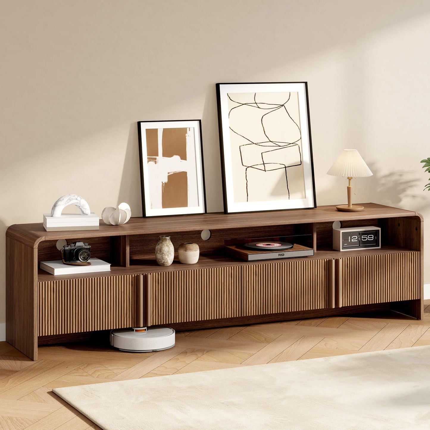 Lignara Modern Fluted 70" TV Stand -Brown