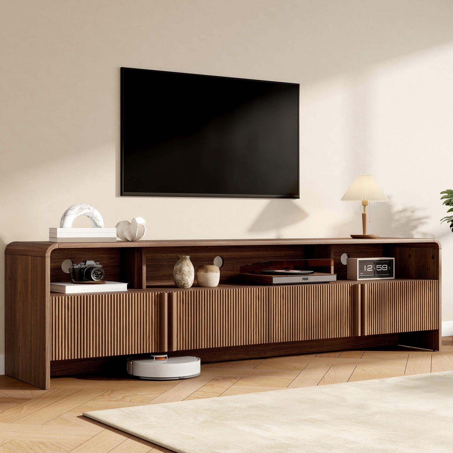 Lignara Modern Fluted 70" TV Stand -Brown