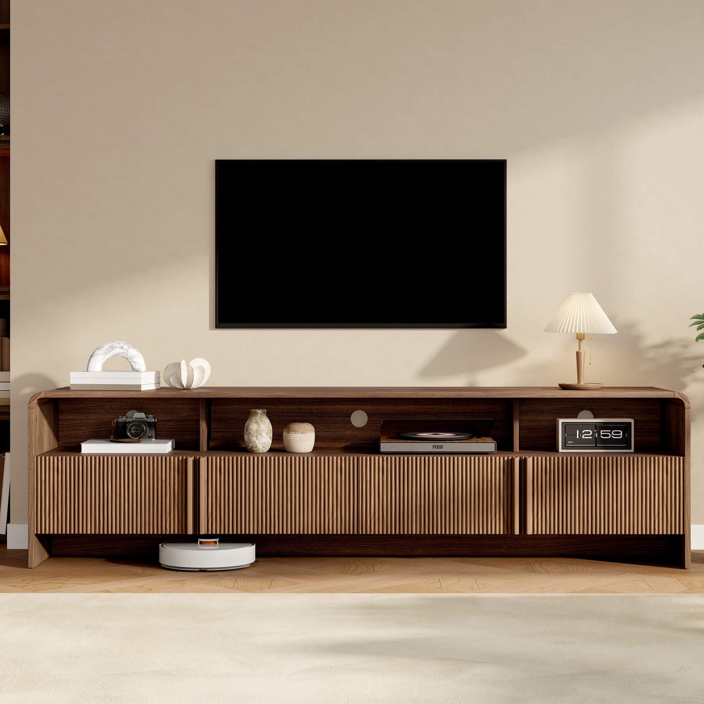Lignara Modern Fluted 70" TV Stand -Brown