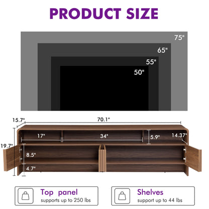 Lignara Modern Fluted 70" TV Stand -Brown