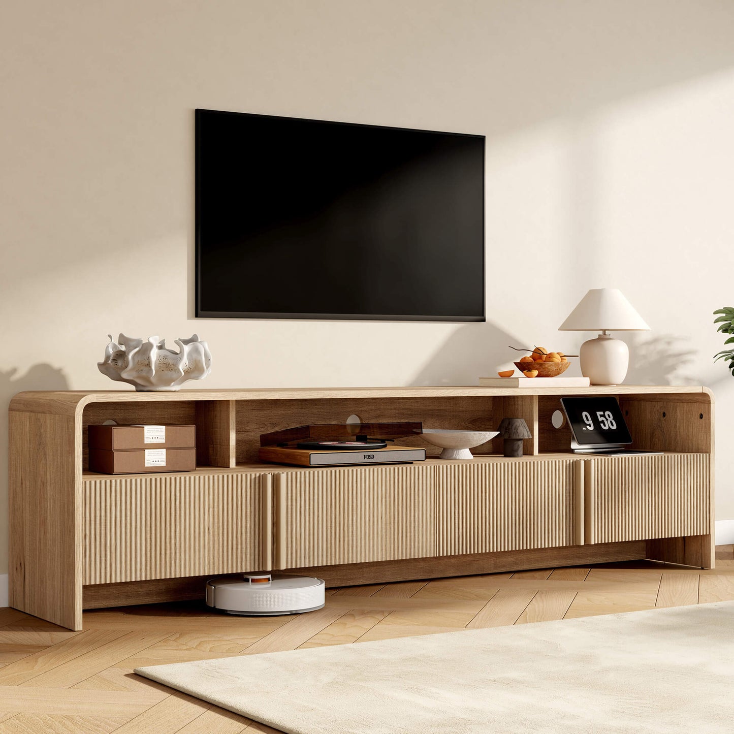 Lignara Modern Fluted 70" TV Stand -NaturalOak