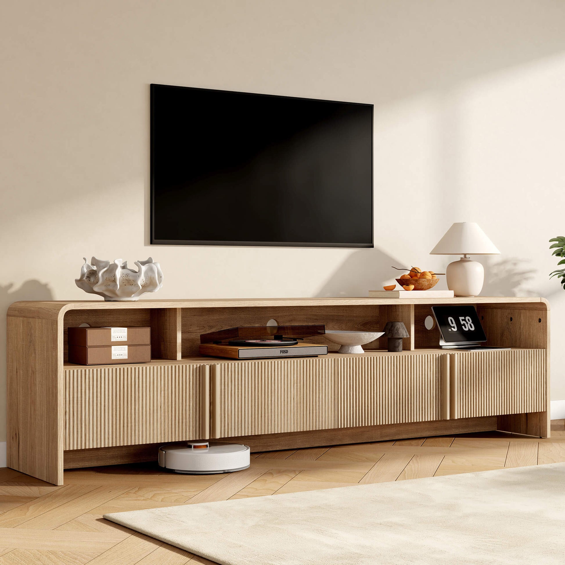 Lignara Modern Fluted 70" TV Stand -NaturalOak