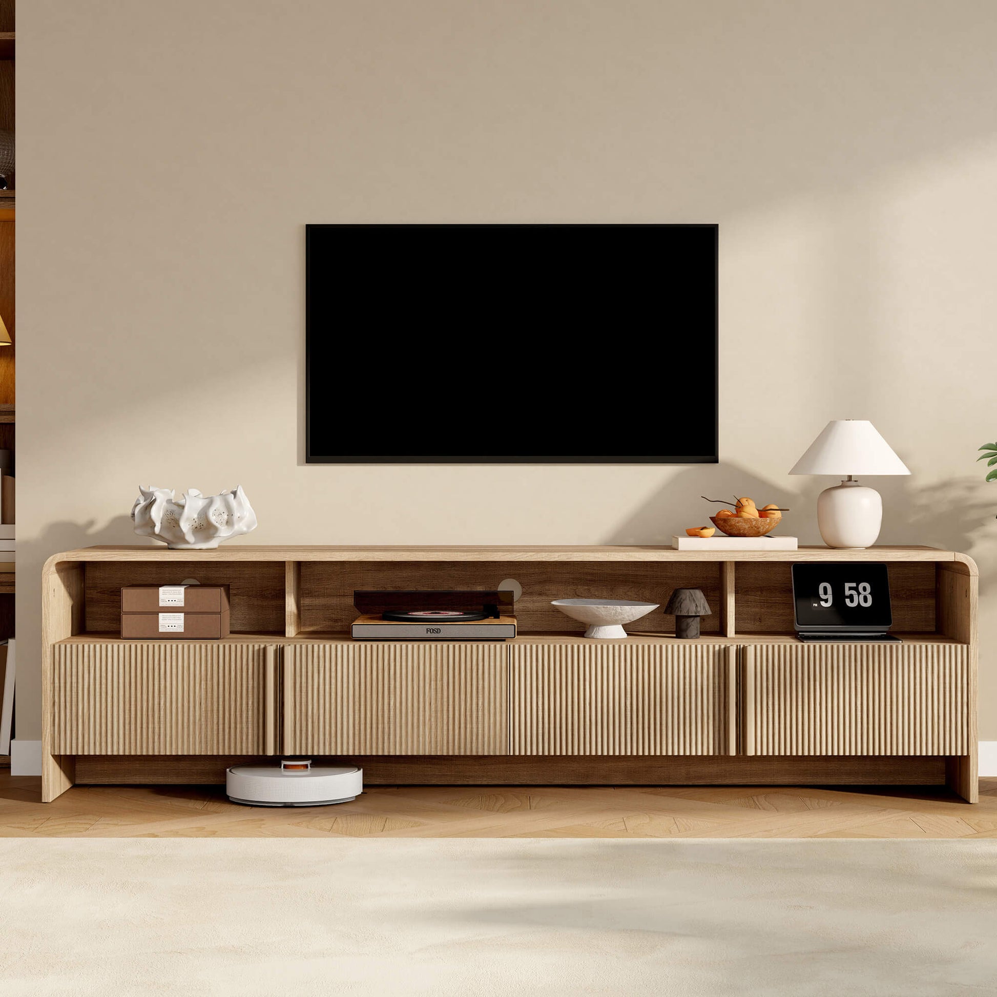 Lignara Modern Fluted 70" TV Stand -NaturalOak