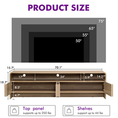Lignara Modern Fluted 70" TV Stand -NaturalOak