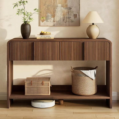 Curvia Wooden Console Table Amerlife Flat Panel / 45" / Brown