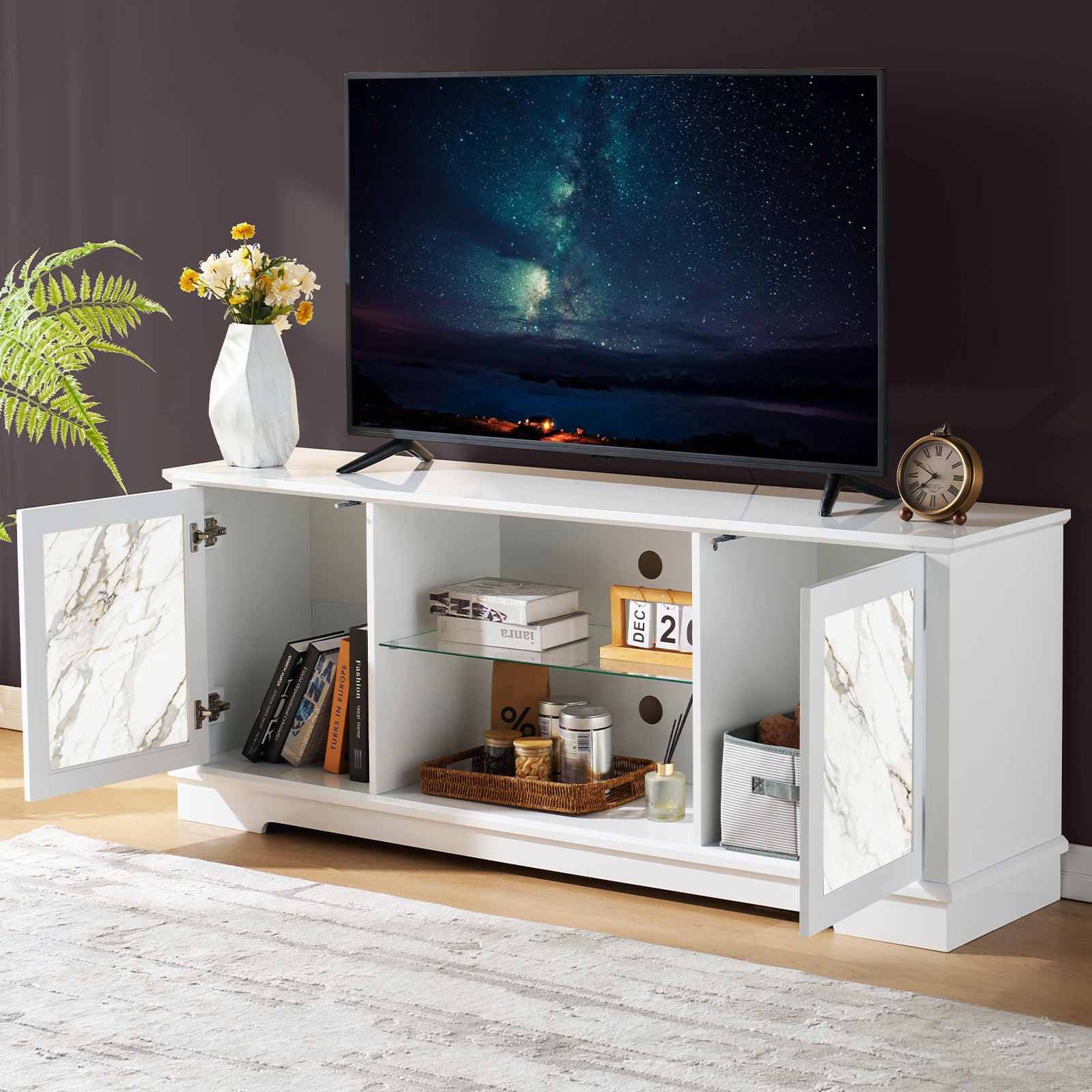 Thassos Marble TV Stand Amerlife