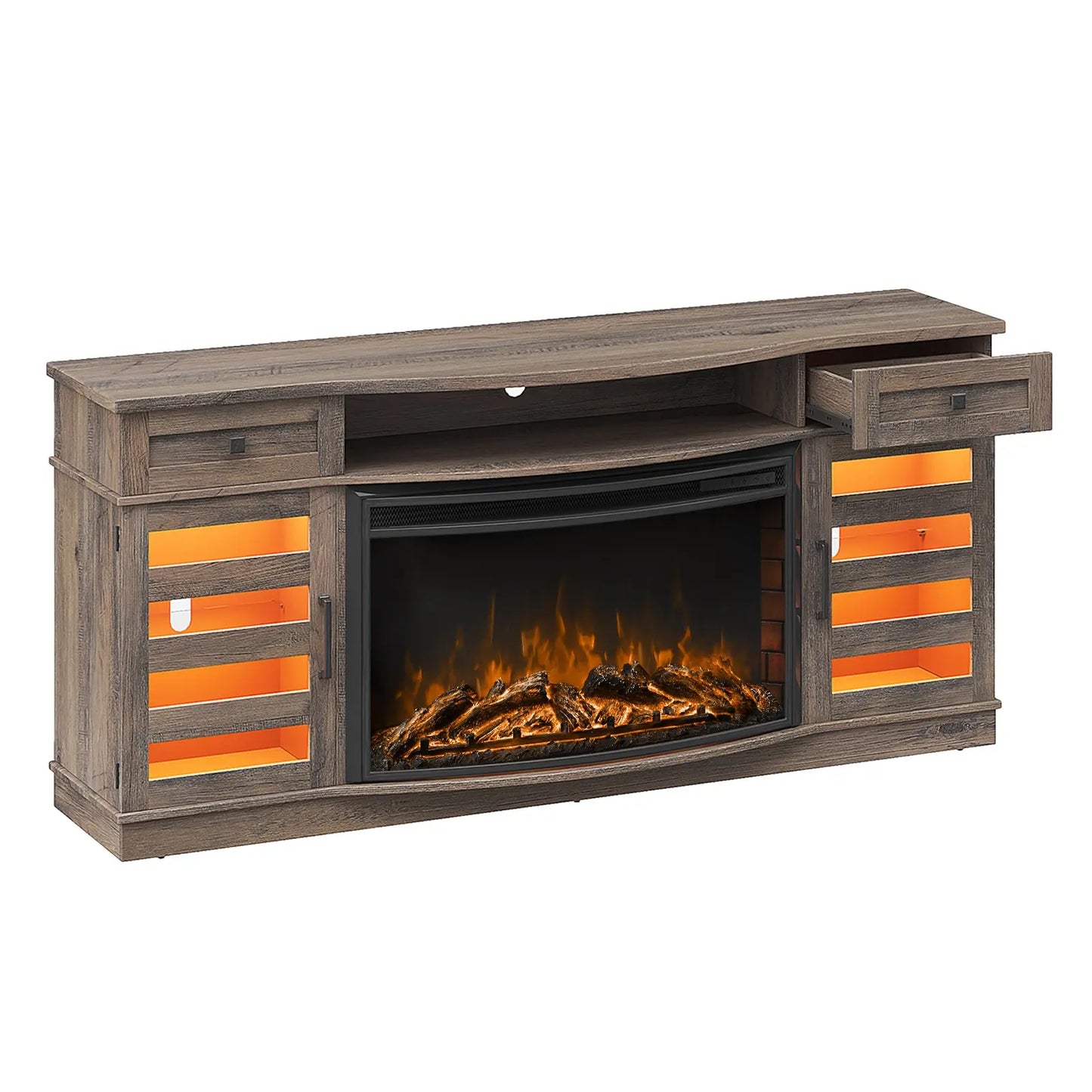 Travis 70" Fireplace TV Stand - Wash Gray