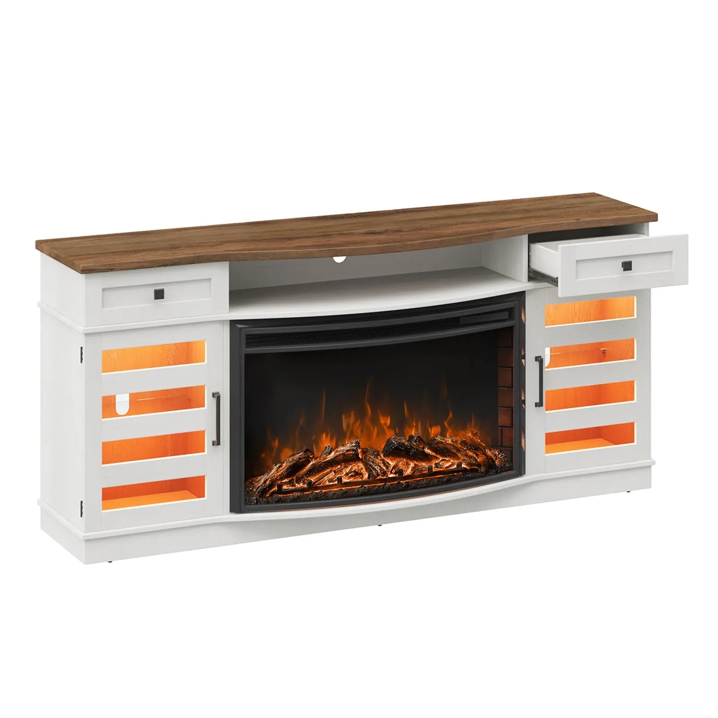 Travis 70" Fireplace TV Stand - Barnwood White