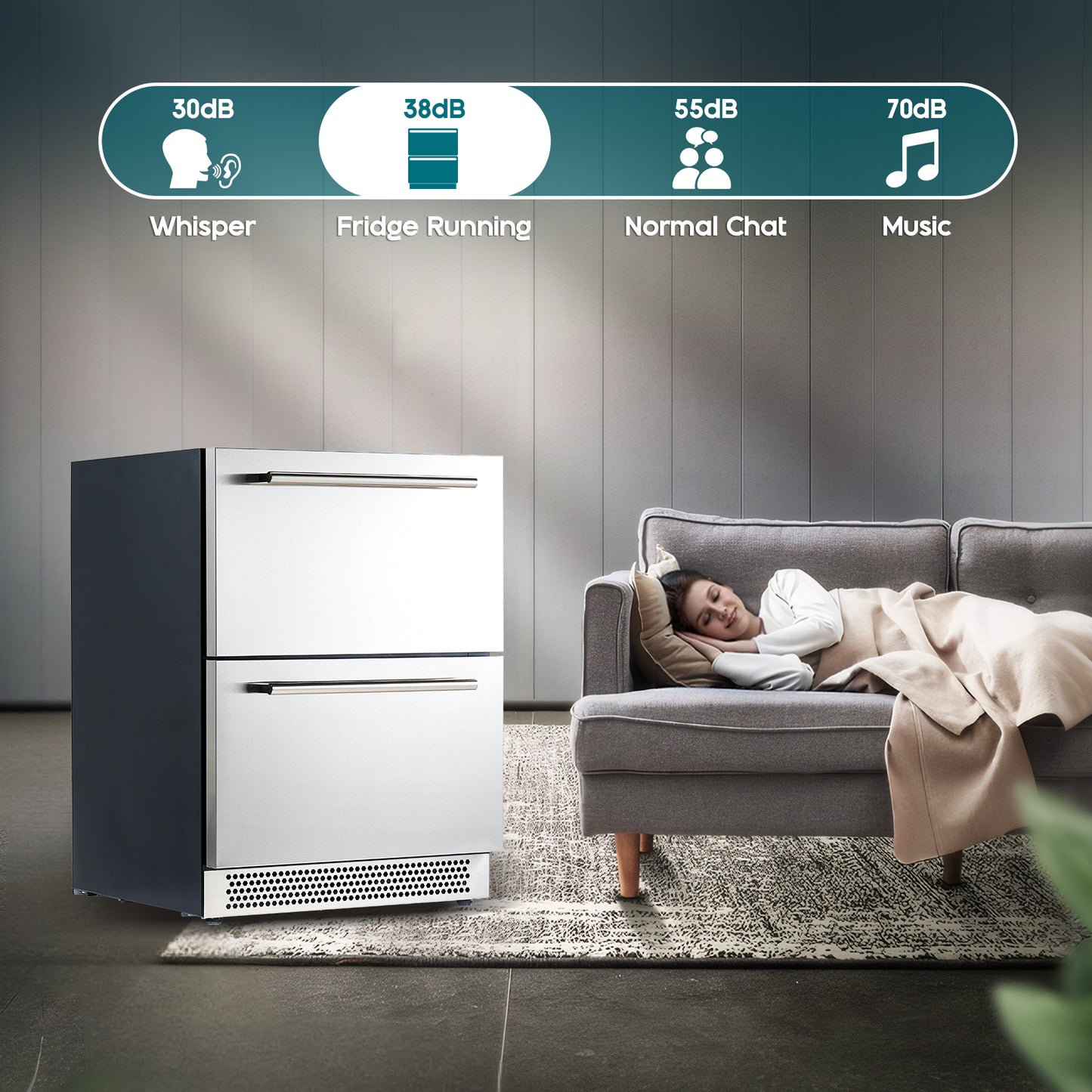 Chillbar Undercounter Drawer Refrigerator-24 Inch - 24 Inch - Dual Zone Mini Fridge