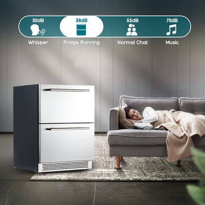 Chillbar Undercounter Drawer Refrigerator-24 Inch - 24 Inch - Dual Zone Mini Fridge