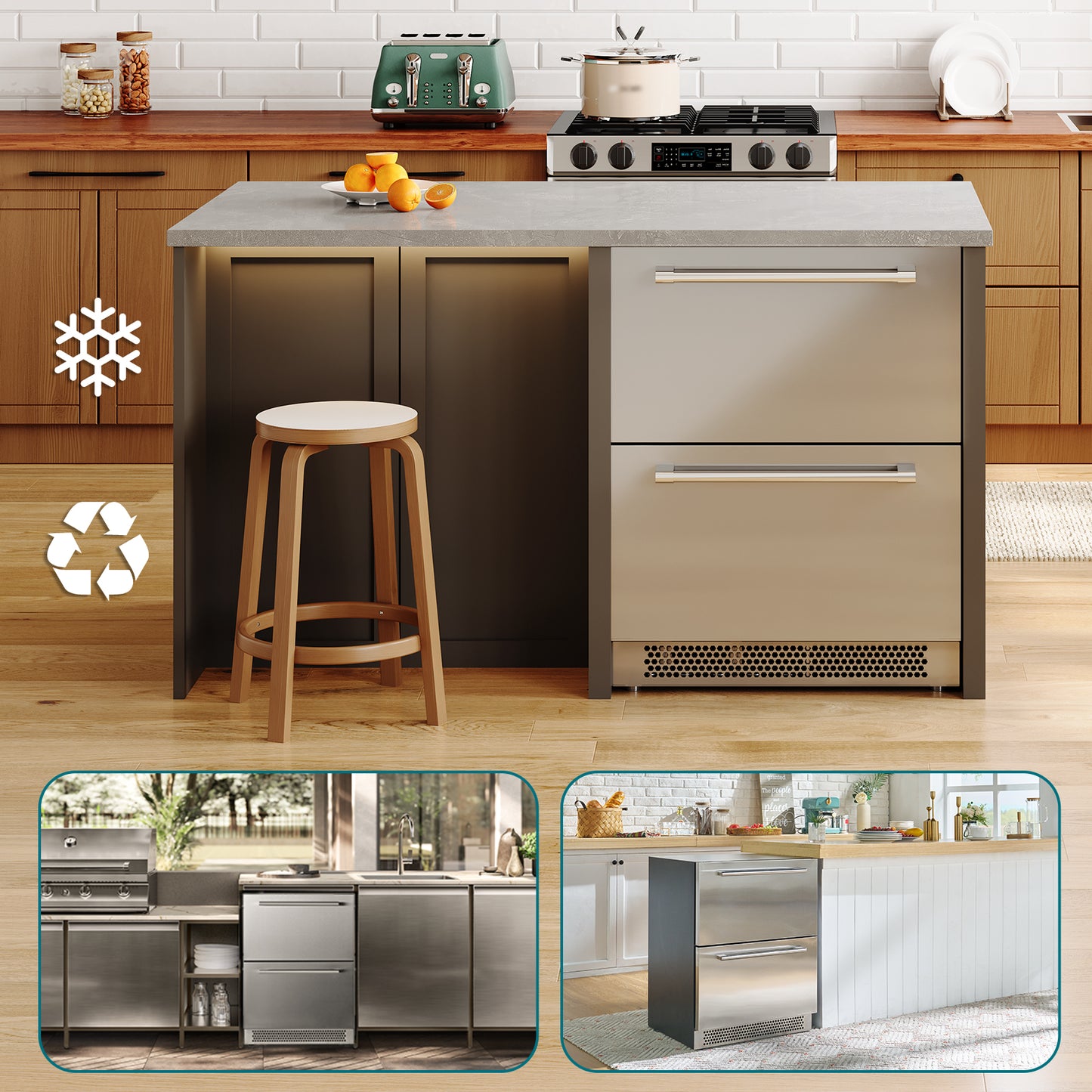Chillbar Undercounter Drawer Refrigerator-24 Inch - 24 Inch - Dual Zone Mini Fridge