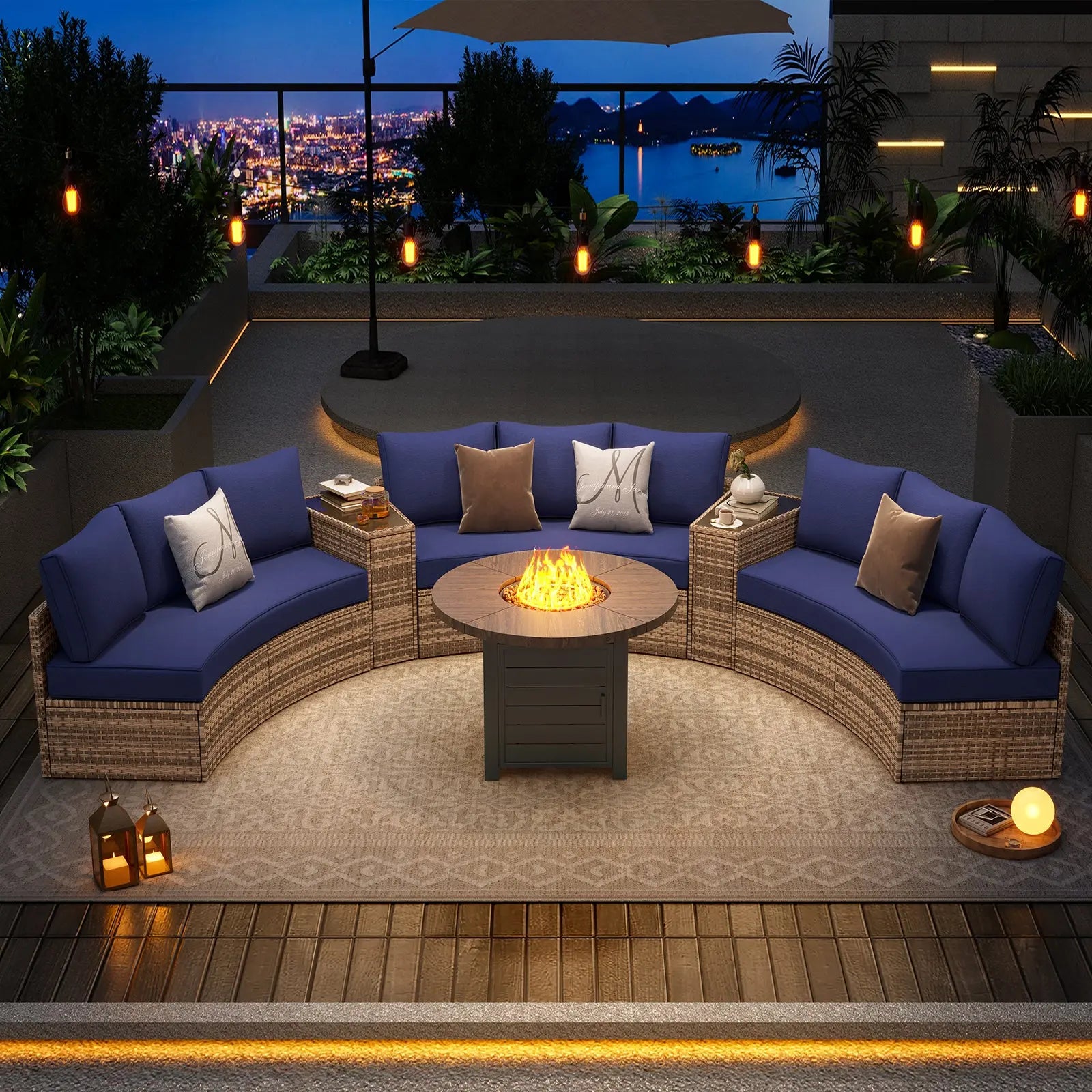 Piece Home Depot Patio Furniture With Fire Pit Outdoor Sectional