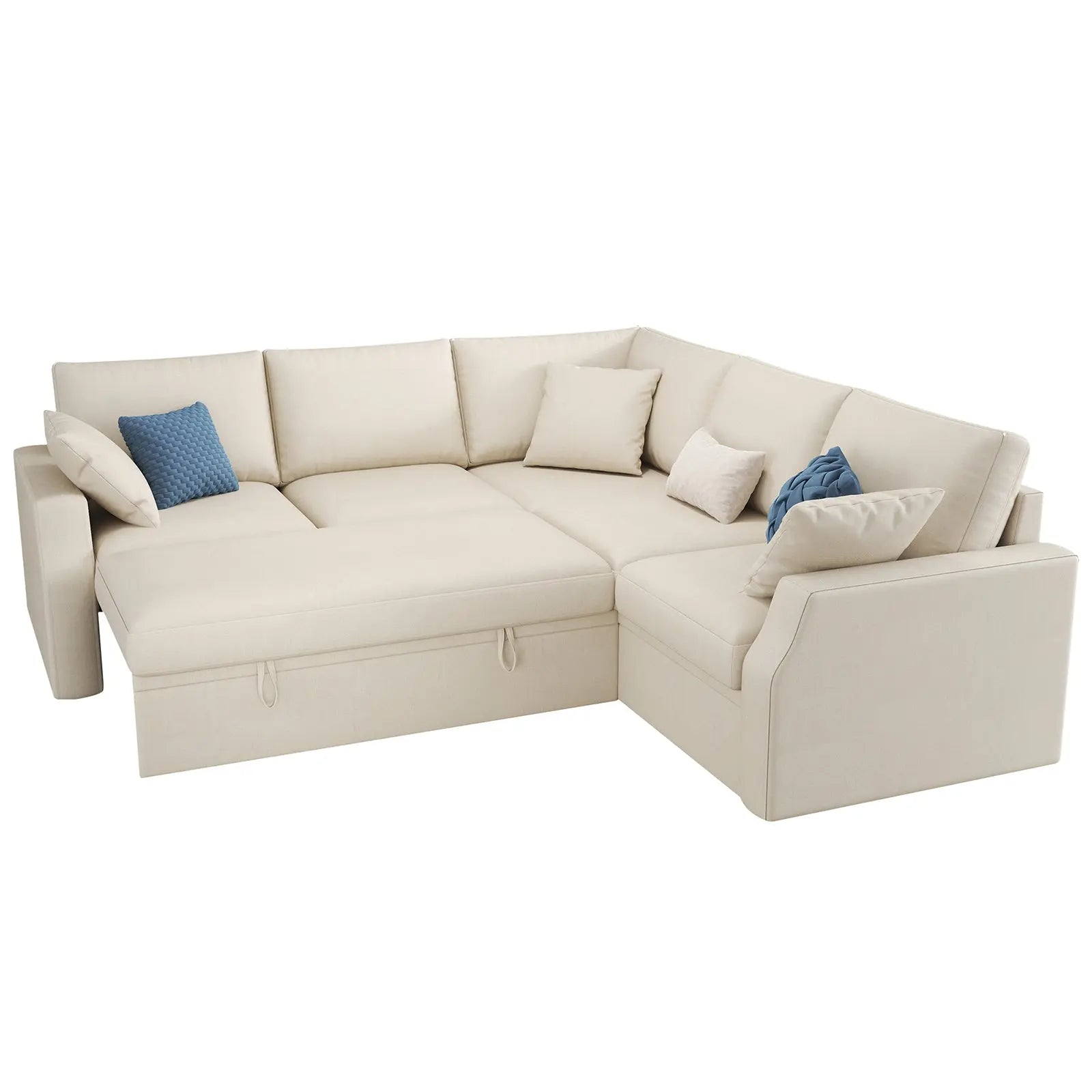 AMERLIFE Velvra 85 Pull Out Sofa Bed L Shaped Storage Seat Sectional Couch Sleeper Sofa Grey