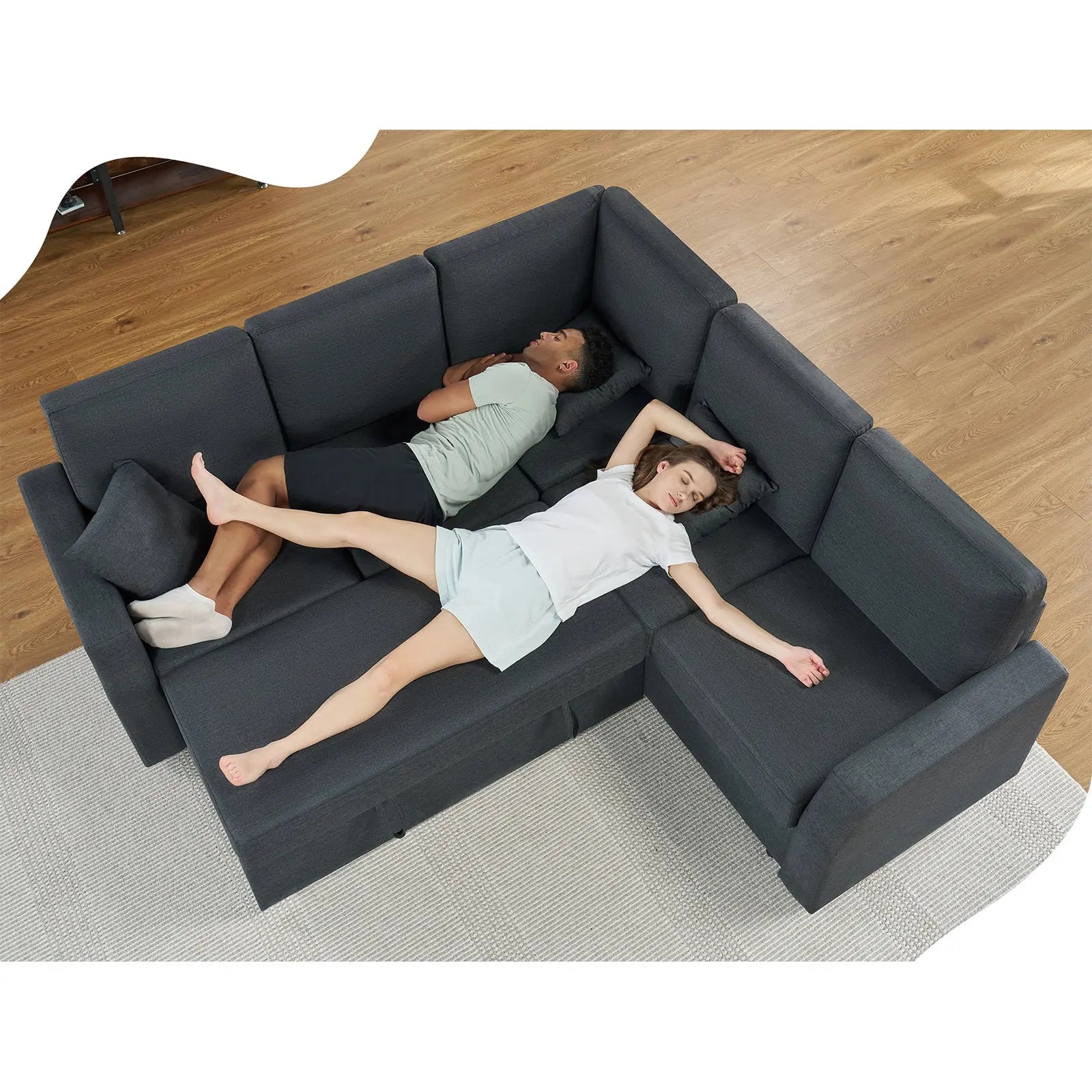 Amerlife Velvra 85'' Pull Out Sofa Bed L Shaped Storage Seat