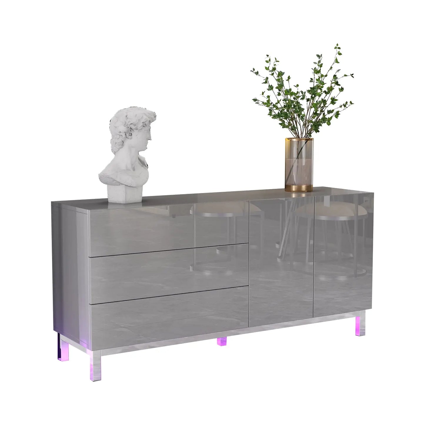 Verona_63_High_Gloss_Buffet Gray