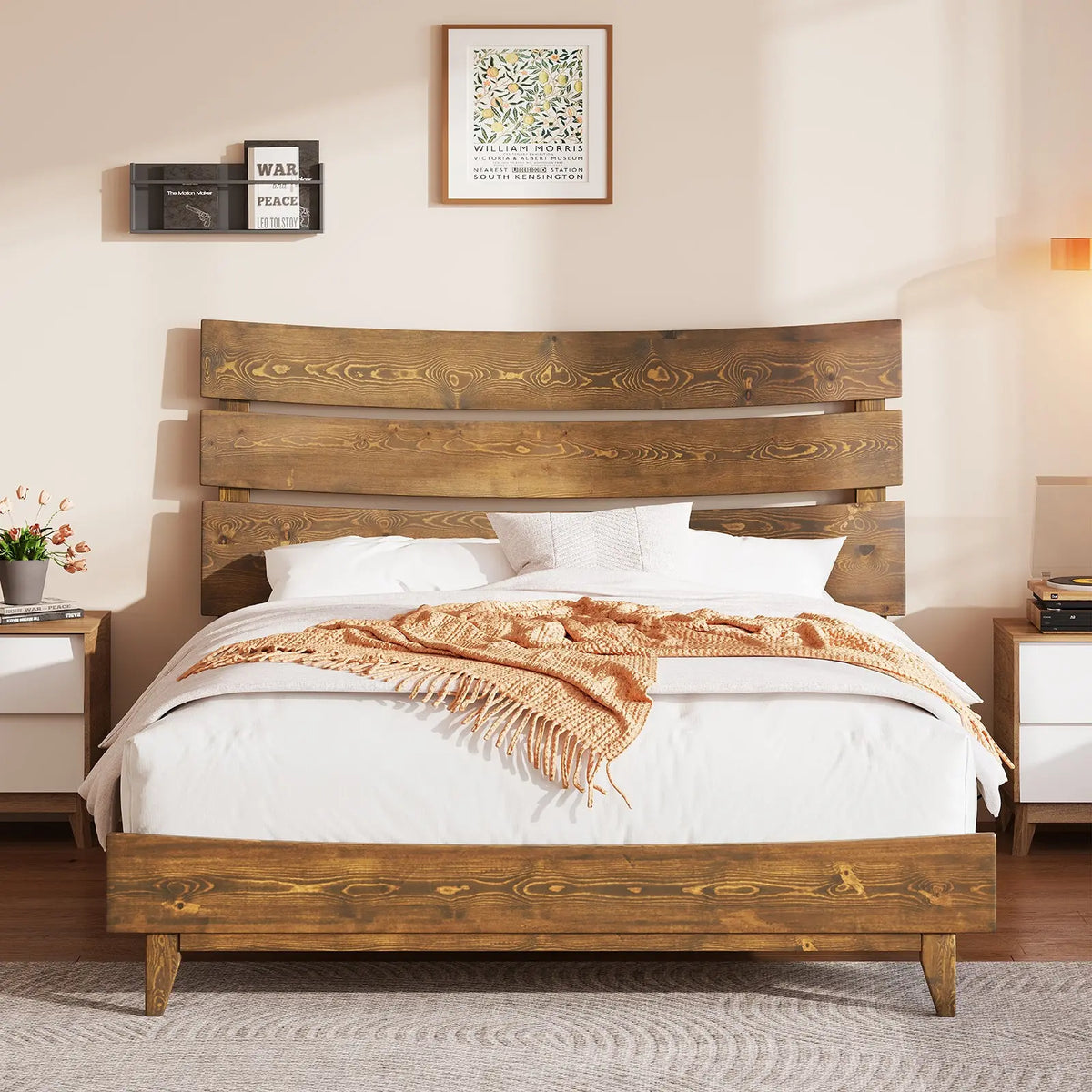 Graceful Lines Victorian Metal Bed - Black Finish, Queen Size Queen Bed Frame display picture 1