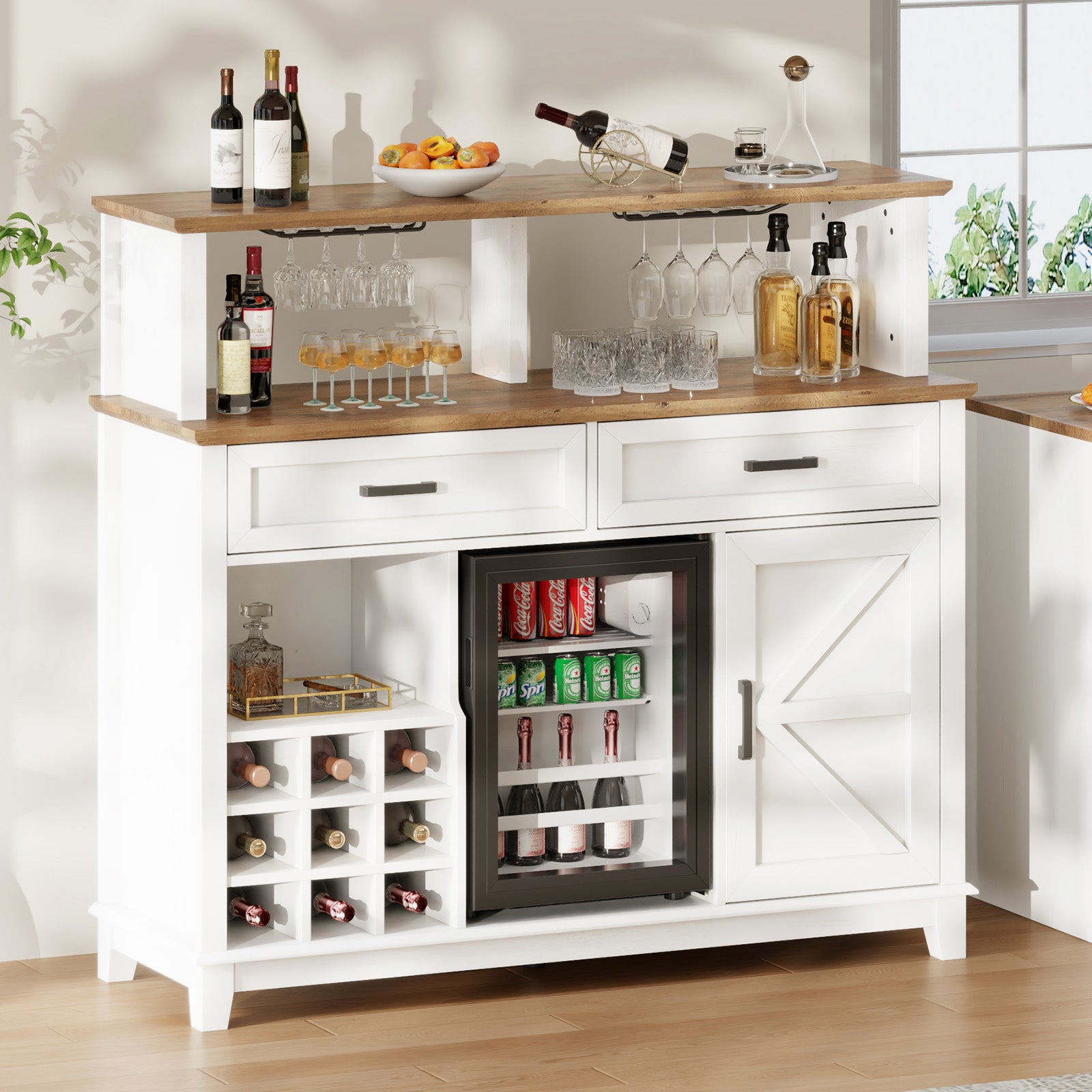 Maverick 47" Wine Cabinet with Cooler - Antique White