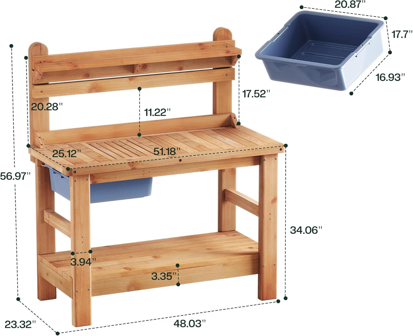 Coop Outdoor Potting Bench Amerlife - Natural Wood