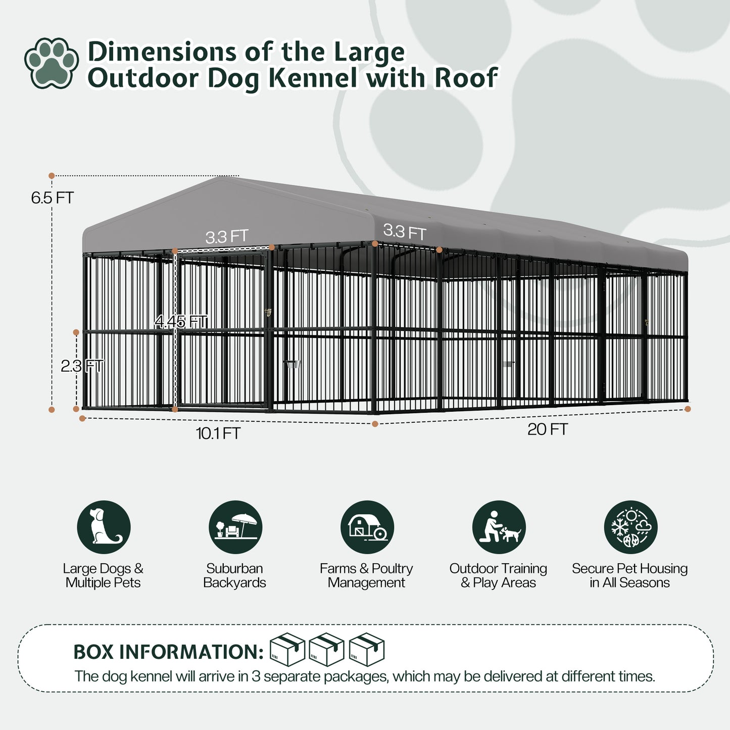 Heavy-Duty Outdoor Dog Kennel with Roof