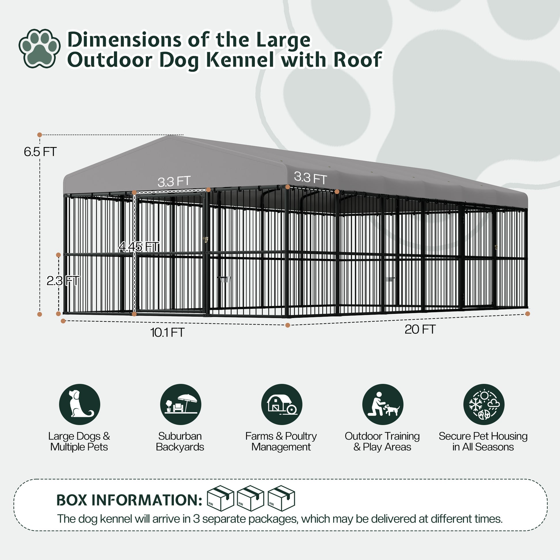 Heavy-Duty Outdoor Dog Kennel with Roof