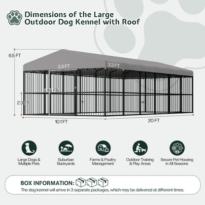 Heavy-Duty Outdoor Dog Kennel with Roof