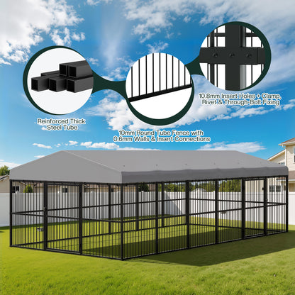 Heavy-Duty Outdoor Dog Kennel with Roof