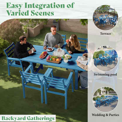 Beverly 7-Piece Outdoor Dining Table Set - Blue