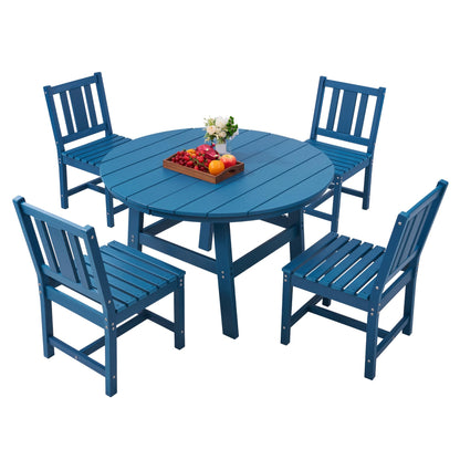 Heath 5-Piece Outdoor Dining Table Set Blue