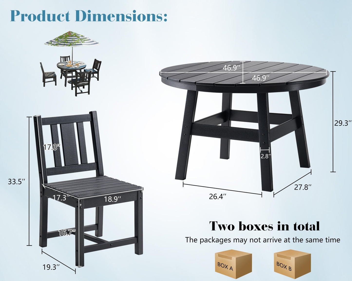Heath 5-Piece Outdoor Dining Table Set Black