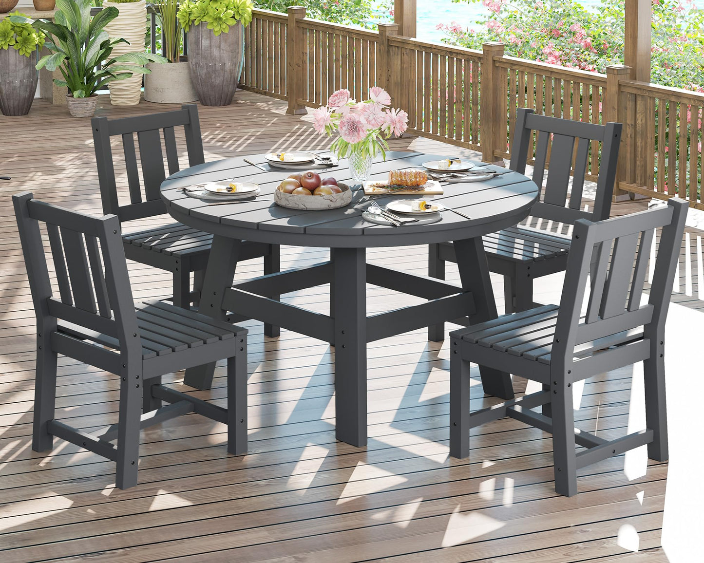 Heath 5-Piece Outdoor Dining Table Set Gray