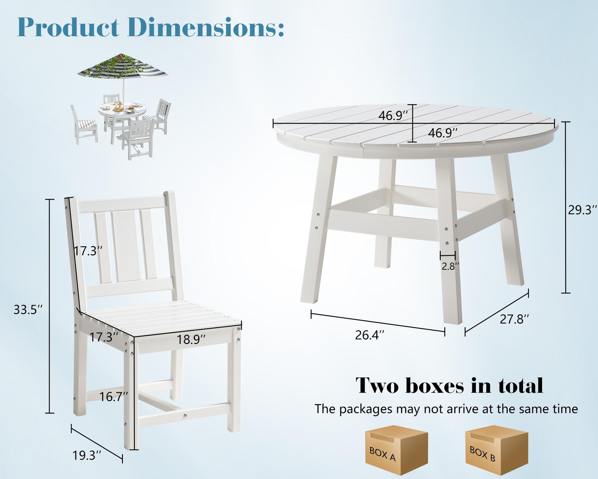 Heath 5-Piece Outdoor Dining Table Set White