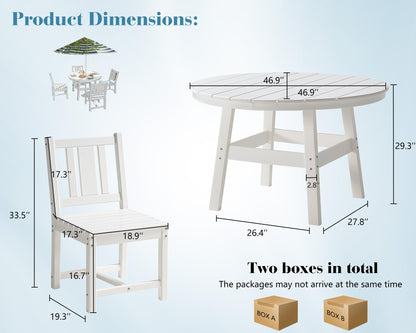 Heath 5-Piece Outdoor Dining Table Set White