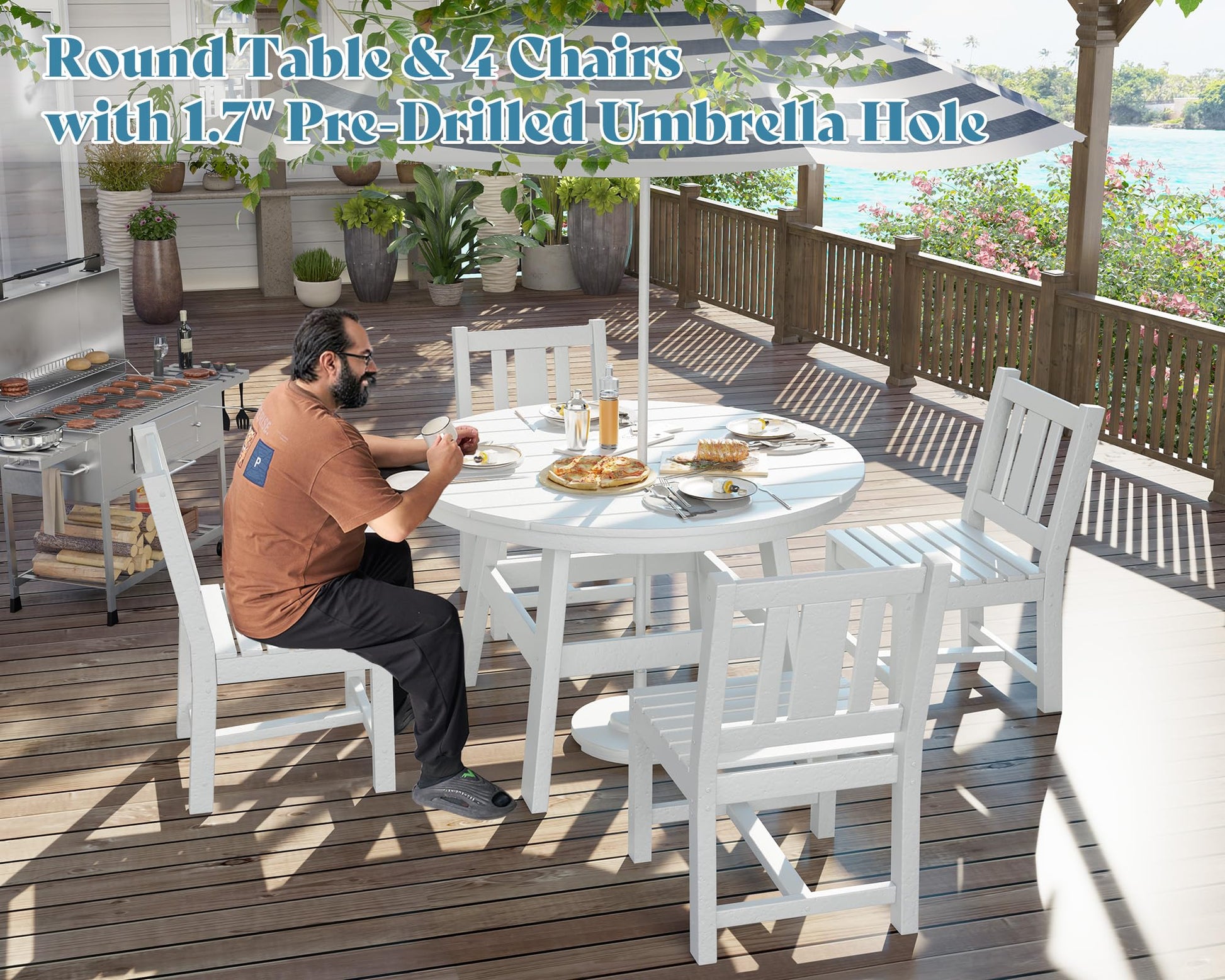 Heath 5-Piece Outdoor Dining Table Set White