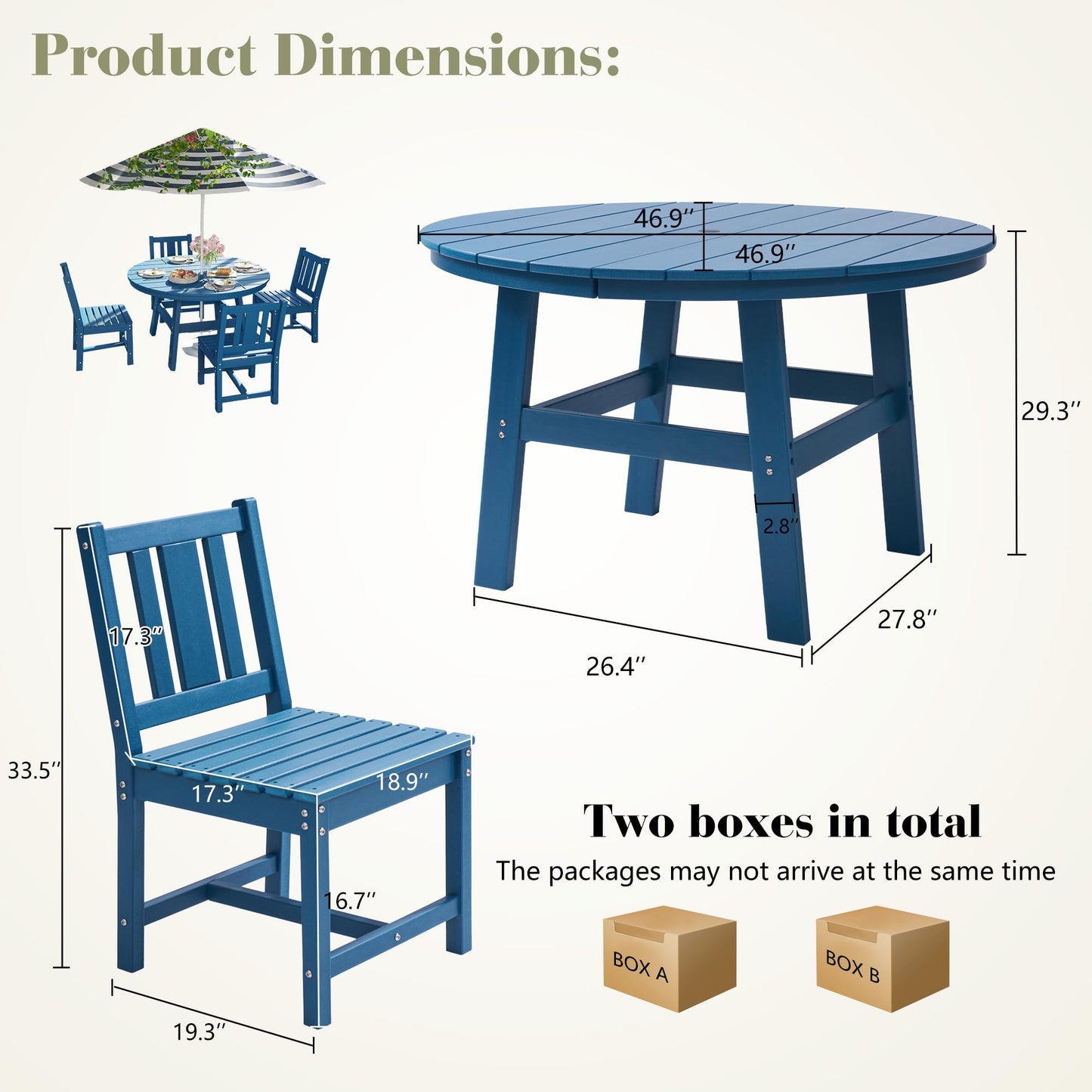 Heath 5-Piece Outdoor Dining Table Set Blue