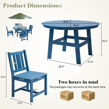 Heath 5-Piece Outdoor Dining Table Set Blue