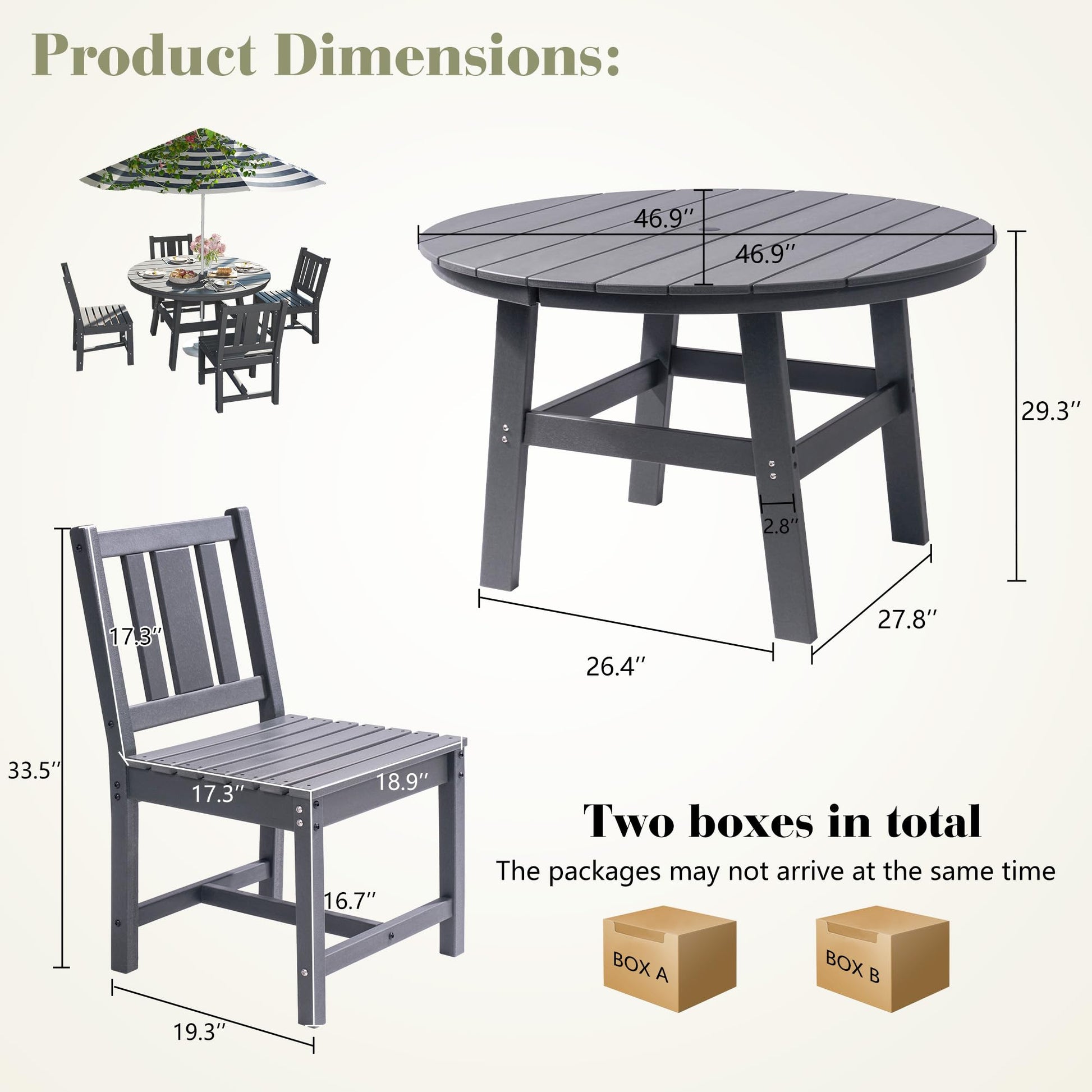 Heath 5-Piece Outdoor Dining Table Set Gray