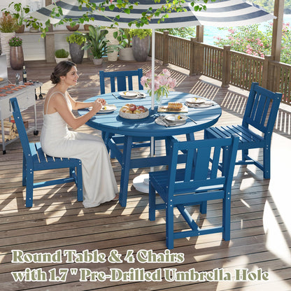 Heath 5-Piece Outdoor Dining Table Set Blue