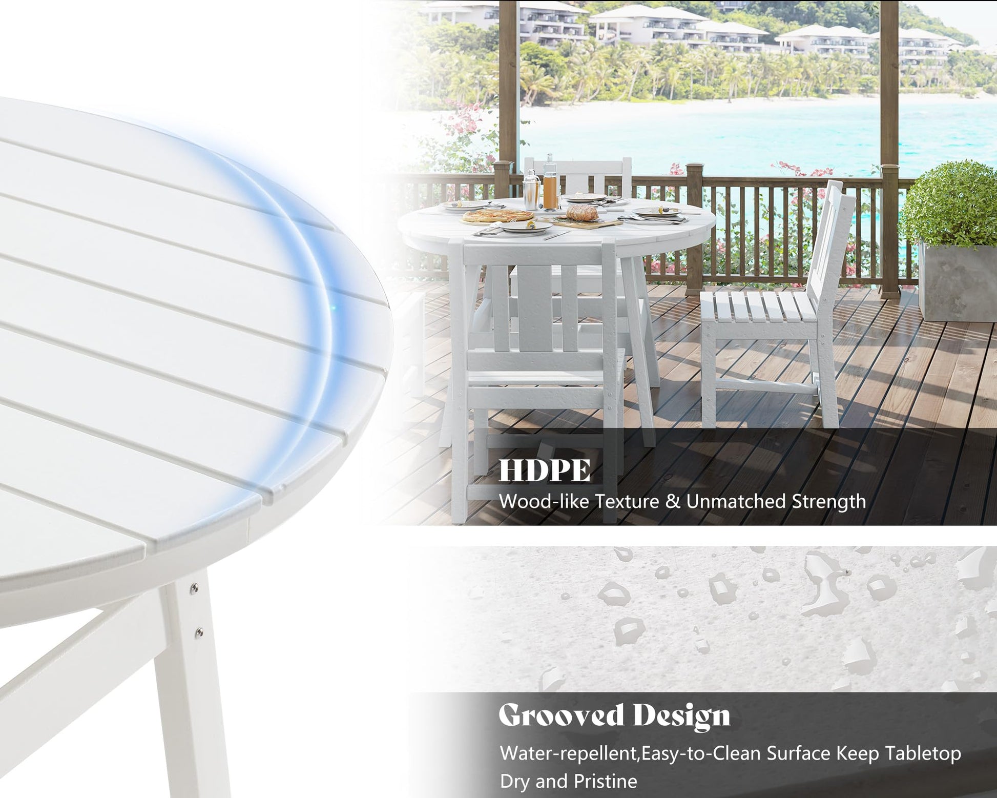 Heath 5-Piece Outdoor Dining Table Set White