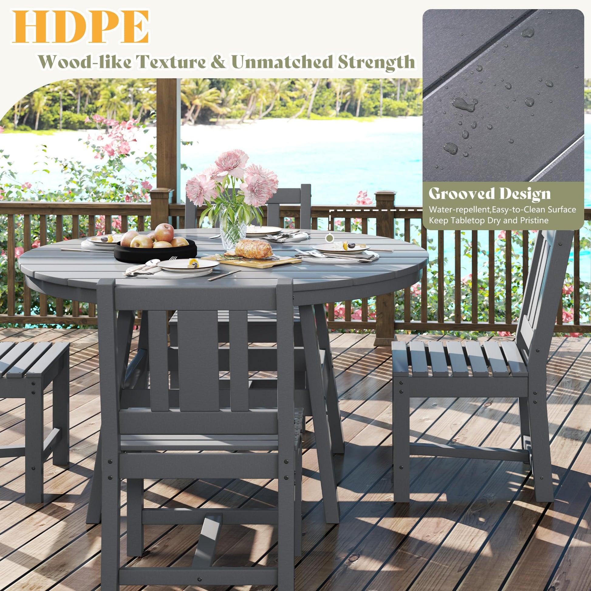 Heath 5-Piece Outdoor Dining Table Set Gray